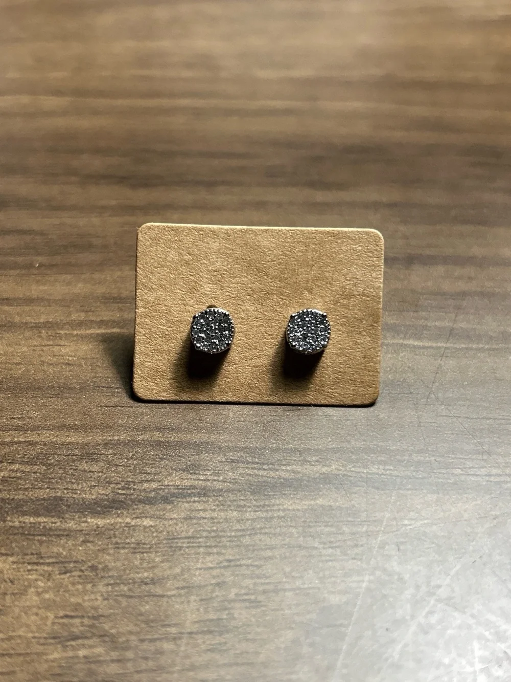 Silver Sparkle Druzy Round Stud Earrings